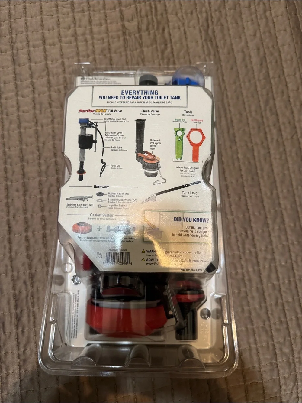 Universal Complete toilet Kit - Black & Red Flush Valve Repair